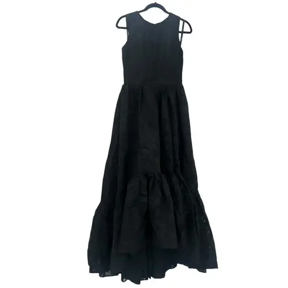 Mac Duggal Women's Sleeveless Full High Low Brocade Gown - Black Size 6 NWT